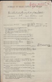 Document - HANRO COLLECTION: SUMMARY OF SHARE CAPITAL AND SHARES - OCTOBER 1929