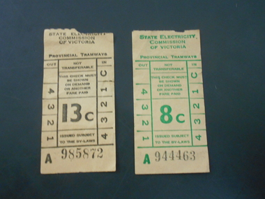 Memorabilia - TRAM TICKETS, Late 1960s