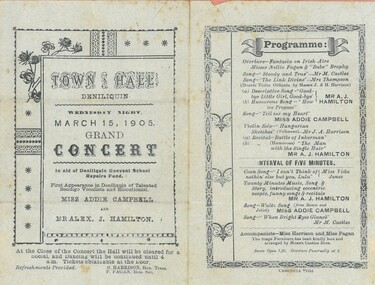 Document - HAMILTON COLLECTION: CONCERT PROGRAM, 1905