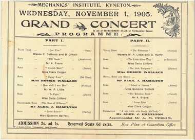 Document - HAMILTON COLLECTION: CONCERT PROGRAM, 1905