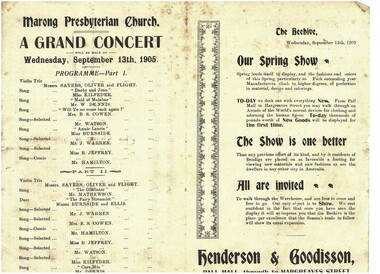 Document - HAMILTON COLLECTION: CONCERT PROGRAM, 1905