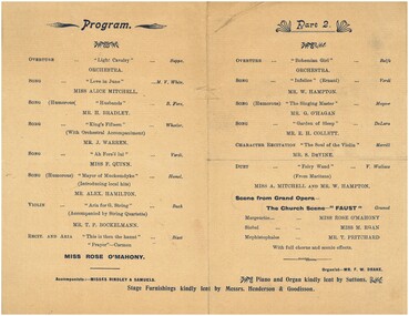 Document - HAMILTON COLLECTION: CONCERT PROGRAM, 1906