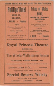 Document - HAMILTON COLLECTION: THEATRE PROGRAM, 1903