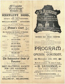 Document - HAMILTON COLLECTION: EXHIBITION OPENING PROGRAM, 1901