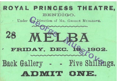 Document - HAMILTON COLLECTION: THEATRE TICKET, 19 Dec1902