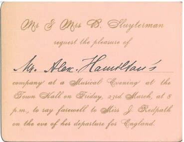 Document - HAMILTON COLLECTION: INVITATION, Early 1900s