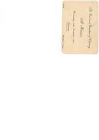Document - HAMILTON COLLECTION: INVITATION, Nov. 1903