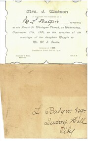 Document - HAMILTON COLLECTION: WEDING INVITATION AND ENVELOPE, 1901