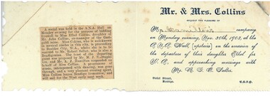 Document - HAMILTON COLLECTION: INVITATION, 30/11/1903