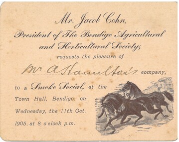 Document - HAMILTON COLLECTION: INVITATION TO A SMOKE SOCIAL, 11 October 1905