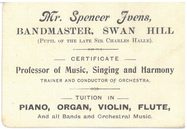 Document - HAMILTON COLLECTION: BUSINESS CARD, 31July 1902
