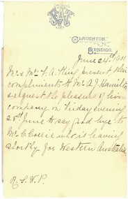 Document - HAMILTON COLLECTION: INVITATION AND ENVELOPE, June 1901