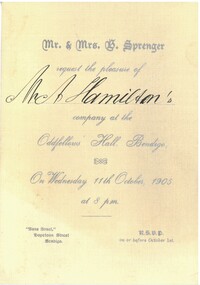 Document - HAMILTON COLLECTION: INVITATION, 1905