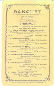 Document - HAMILTON COLLECTION: BANQUET PROGRAM, Early 1900s