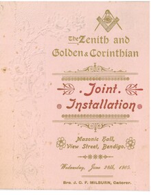 Document - HAMILTON COLLECTION: MENU, 1905
