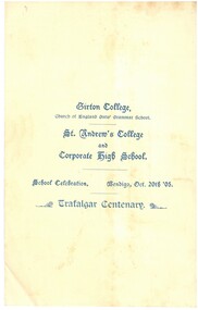 Document - HAMILTON COLLECTION: SCHOOL CELEBRATION PROGRAM, 1905