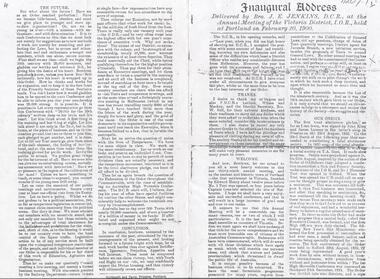 Document - INDEPENDENT ORDER OF RECHABITES COLLECTION: INAUGURAL ADDRESS 1900