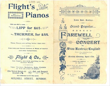 Document - HAMILTON COLLECTION: CONCERT PROGRAM, Early 1900s