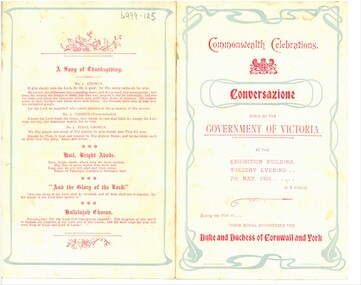 Document - HAMILTON COLLECTION: PROGRAM FOR CONVERSAZIONE, 1901