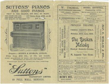 Document - HAMILTON COLLECTION: THEATRE PROGRAM, 1905