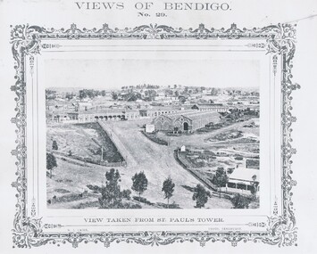 Photograph - VIEWS OF BENDIGO: FROM ST PAUL'S TOWER TOWARDS RAILWAY STATION, c. 1870's
