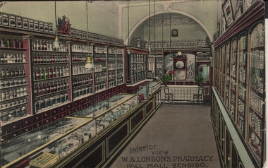 Postcard - POSTCARD: W.A.LONDON'S PHARMACY, PALL MALL, BENDIGO