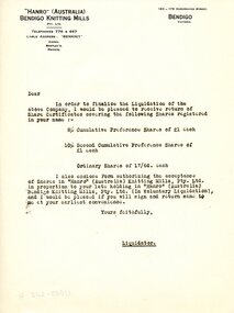 Document - HANRO COLLECTION: LETTER FINALIZING LIQUIDATION COMPANY