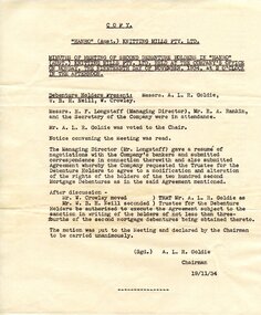 Document - HANRO COLLECTION: MINUTES OF MEETING OF SECOND DEBENTURE IN HANRO