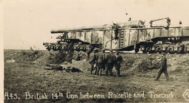 Postcard - ACC LOCK COLLECTION : BRITISH 14'' GUN BETWEEN ROISELLE & TINCOURT, 1914 - 1918