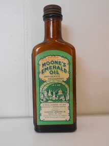 Container - PHARMACY COLLECTION: BOTTLE OF MOONES EMERALD OIL, 1920's