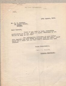 Document - BADHAM COLLECTION: TYPED LETTERS AUSTRALIAN FEDERATED UNION OF LOCOMOTIVE ENGINEMEN 1938
