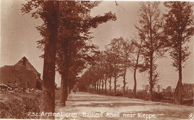 Postcard - ACC LOCK COLLECTION: ARMENTIERES BAILLEUL ROAD NEAR NIEPPE, POSTCARD, 1914-1918