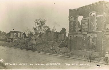 Postcard - ACC LOCK COLLECTION: ESTAIRES AFTER THE GERMAN OFFENSIVE THE POST OFFICE, POSTCARD, 1914-1918