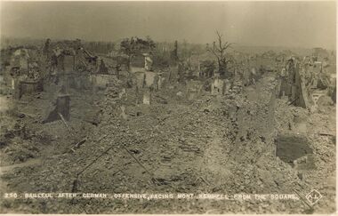 Postcard - ACC LOCK COLLECTION: BAILLEUL AFTER GERMAN OFFENSIVE FACING MONT KEMMELL FROM THE SQUARE, POSTCARD, 1914-1918