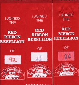 Ephemera - RED RIBBON COLLECTION: THREE RED PARTICIPATION RIBBON