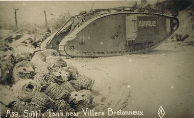 Postcard - ACC LOCK COLLECTION : SUPPLY TANK NEAR VILLERS BRETONNEUX, POSTCARD, BRITISH MADE, 1914-1918