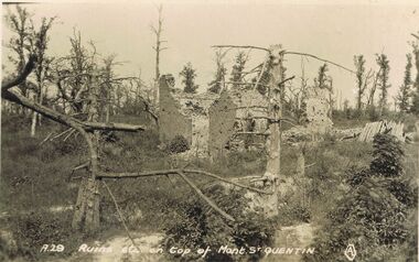 Postcard - ACC LOCK COLLECTION: RUINS ETC ON TOP OF MONT ST QUENTIN, POSTCARD, 1914-1918