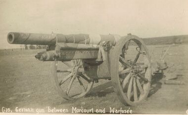 Postcard - ACC LOCK COLLECTION: GERMAN GUN BETWEEN MORCOURT AND WARFSEE, POSTCARD, BRITISH MADE, 1914-1918