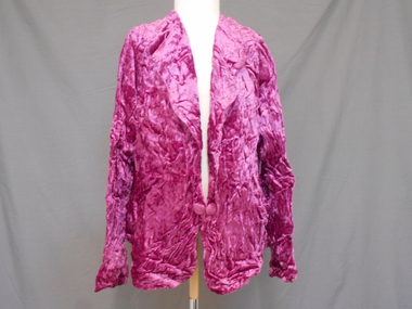Clothing - LADIES PINK CRUSHED VELVET LONG SLEEVED JACKET, 1950's