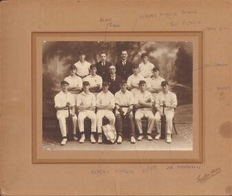 Photograph - PITTOCK COLLECTION:  STUDIO PHOTOGRAPH PITTOCK FAMILY MEMBERS OF CHURCH OF CHRIST CRICKET TEAM 1923-24 SEASON PREMIERS