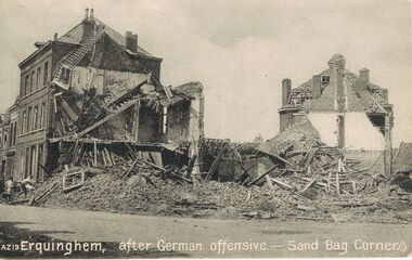 Postcard - ACC LOCK COLLECTION: ERQUINGHEM, AFTER GERMAN OFFENSIVE - SAND BAG CORNER, POSTCARD, 1914-1918