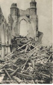 Postcard - ACC LOCK COLLECTION: STEENWERCK, AFTER GERMAN OFFENSIVE - INTERIOR OF THE CHURCH, POSTCARD, PATTERN, 1914-1918