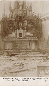 Postcard - ACC LOCK COLLECTION: STEENWERCK AFTER GERMAN OFFENSIVE - EAST END OF CHURCH, POSTCARD, GS WRITTEN IN PENCIL ON BACK, 1914-1918