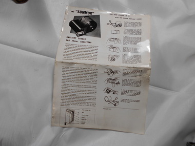 Pamphlet - DONEY COLLECTION: PAMPHLET FOR SUMMOR DAYLIGHT LOADER FOR 35MM CASSETTES