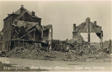 Postcard - ACC LOCK COLLECTION: ERQUINGHEM, AFTER GERMAN OFFENSIVE - SAND BAG CORNER, POSTCARD, 1914-1918