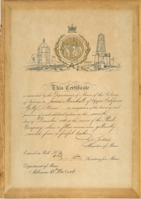 Award - James Marshall Collection: Bravery Certificate 1866, 1886
