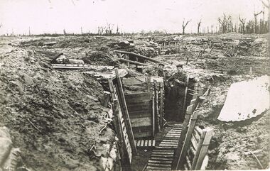 Postcard - ACC LOCK COLLECTION: B&W PHOTO OF TRENCH WITH TWO SOLDIERS FACING CAMERA, POSTCARD, 1914-1918
