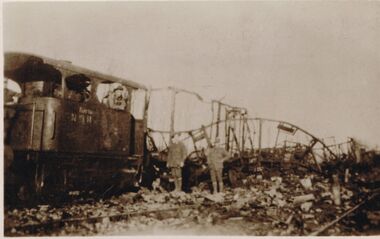 Postcard - ACC LOCK COLLECTION: B&W PHOTO OF A BOMBED RAILWAY YARD, POSTCARD, 1914-1918