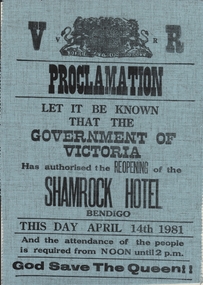Ephemera - SHAMROCK HOTEL RE-OPENING POSTER 1981