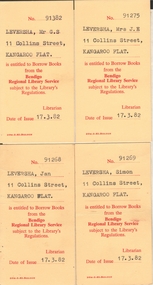 Document - JOAN LEVERSHA COLLECTION: LIBRARY CARDS
